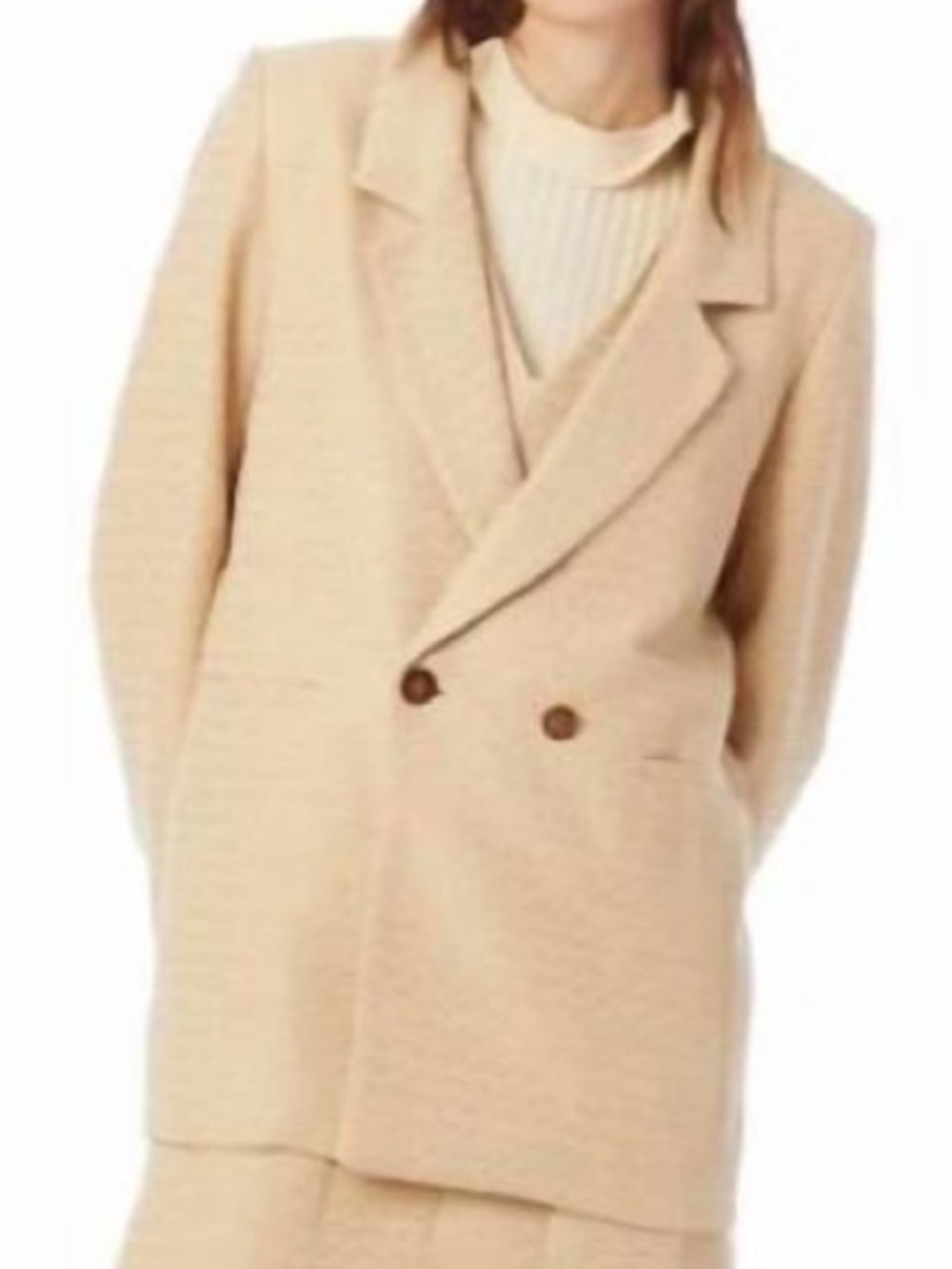 Marie Oliver Metallic Tweed Two-Button Blazer Size Medium Ecru Gold Jacket Work